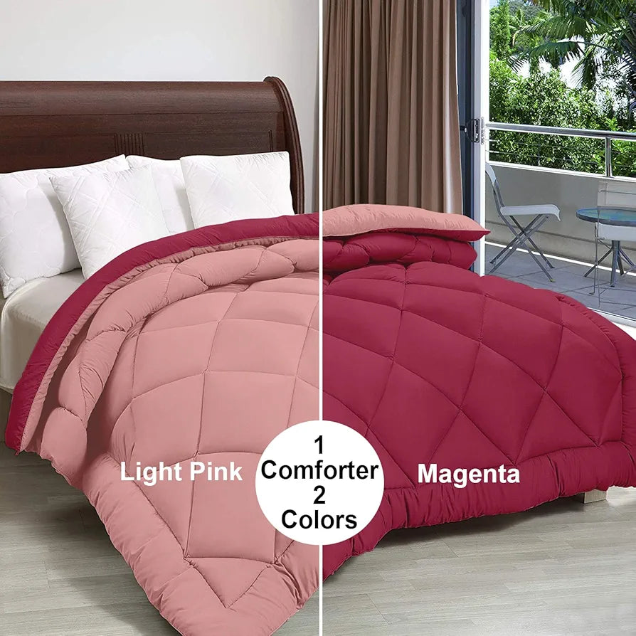 Cloth Fusion Reversible AC Comforter Set Double Bed 220 GSM,Soft Microfibre King Size Quilt Blanket for Winter